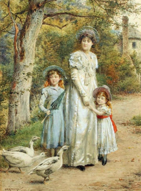 An Encounter with Geese by George Goodwin Kilburne